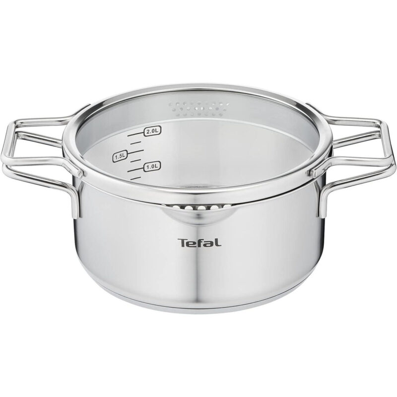 Tefal Nordica tencere H85244 20 cm cam kapaklı,çift saplı Çelik Tencere